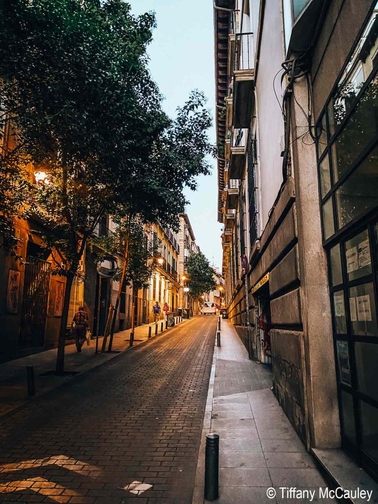 An empty street in Madrid, Spain.