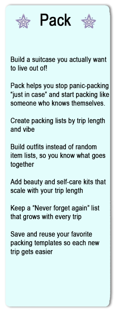 App Benefits of the Pack section.
