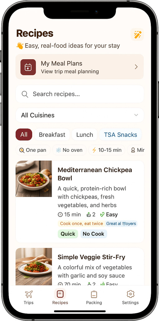 The LGT App recipe page shown on a cell phone.